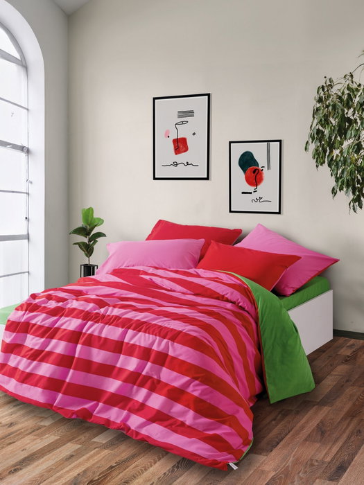 L'essentiel linge de maison Cherie - Verde, Rosa y Fucsia, Doble L'essentiel linge de maison Cherie - Verde, Rosa y Fucsia, Doble